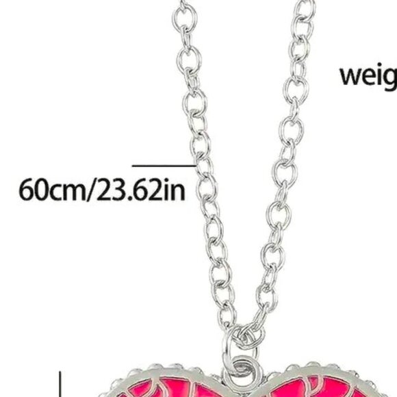 Necklace Hello Kitty Heart Enamel Pendant Sanrio Emo Scene Stylish Trendy Fun - Picture 3 of 3